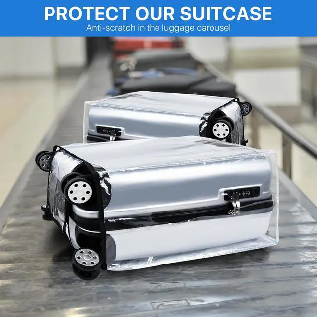 Alt view image 6 of 7 - 4 Pieces Clear Luggage Cover for Suitcase, Waterproof PVC Luggage Cover Protector, Anti-scratch Suitcase Protective Cover for Travel (20", 22", 24", 28")