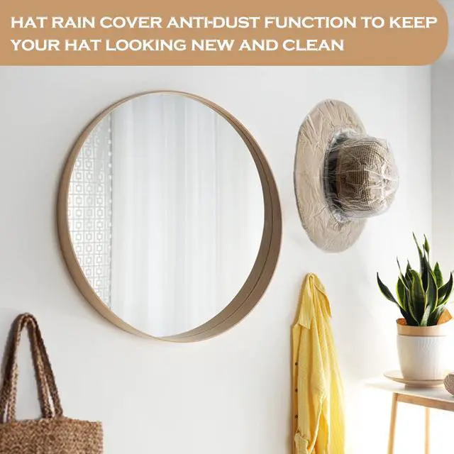 Alt view image 2 of 7 - Alpha 4 Pack Cowboy Rain Cover Plastic Hat Protectors Men's Rain Hat Waterproof Hat Covers for Storage White