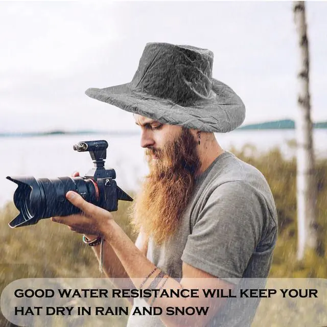 Alt view image 5 of 7 - Alpha 4 Pack Cowboy Rain Cover Plastic Hat Protectors Men's Rain Hat Waterproof Hat Covers for Storage White