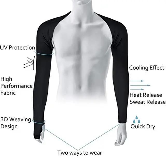 Alt view image 3 of 7 - Cool Shawl Arm Covers 2-Pack Sun Protection with Finger Holes UV Protection Arm Covers for Golf (black) One size fits all