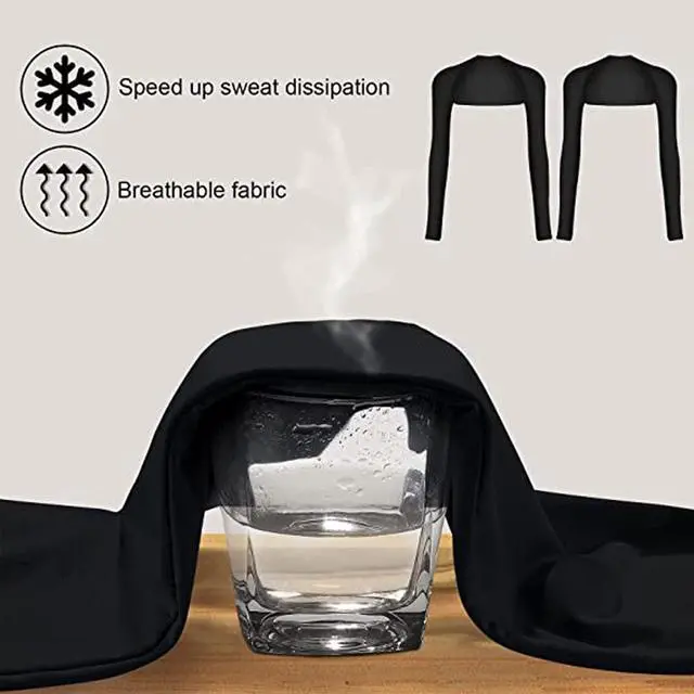 Alt view image 6 of 7 - Cool Shawl Arm Covers 2-Pack Sun Protection with Finger Holes UV Protection Arm Covers for Golf (black) One size fits all