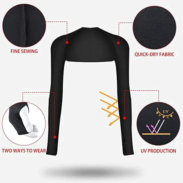 Alt view image 5 of 7 - Cool Shawl Arm Covers 2-Pack Sun Protection with Finger Holes UV Protection Arm Covers for Golf (black) One size fits all