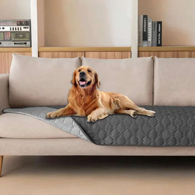 Main image of 100% Double-Sided Waterproof Dog Bed Cover Pet Blanket Sofa Couch Furniture Protector for Puppy Large Dog Cat, Reversible (30x90 Inch (Pack of 1), Dark Grey/Light Grey)