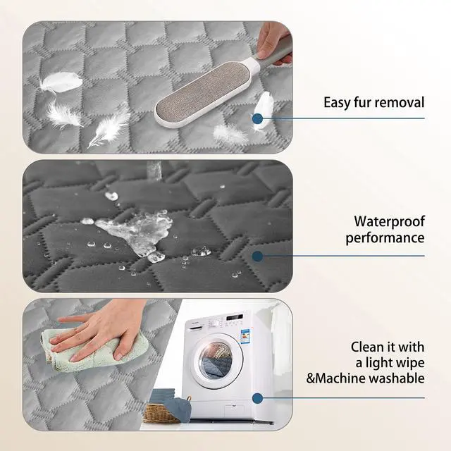 Alt view image 6 of 6 - 100% Double-Sided Waterproof Dog Bed Cover Pet Blanket Sofa Couch Furniture Protector for Puppy Large Dog Cat, Reversible (30x90 Inch (Pack of 1), Dark Grey/Light Grey)