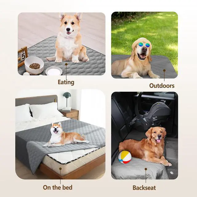 Alt view image 5 of 6 - 100% Double-Sided Waterproof Dog Bed Cover Pet Blanket Sofa Couch Furniture Protector for Puppy Large Dog Cat, Reversible (30x90 Inch (Pack of 1), Dark Grey/Light Grey)