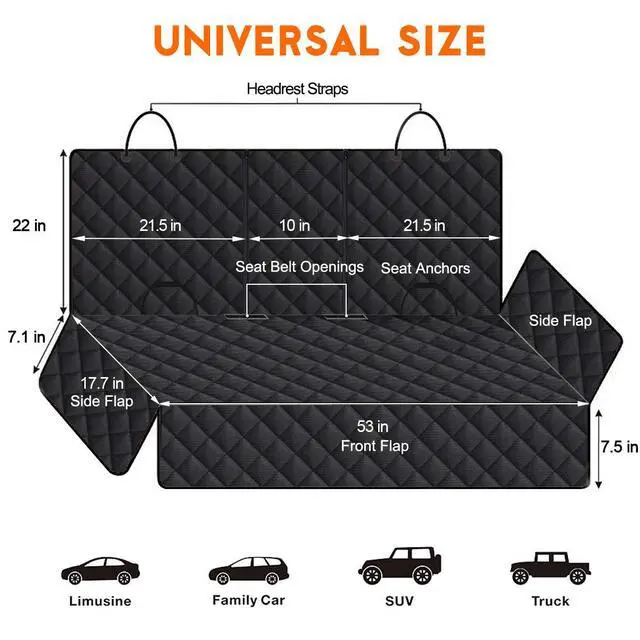 Alt view image 3 of 7 - Dog Car Seat Cover, Back Seat Cover for Dogs Pet Car Seat Protector