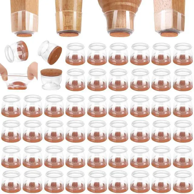 Main image of 48 Pack Chair Leg Floor Protectors for Hardwood Floors, Silicone Felt Covers Pads Caps, Protect Wood Furniture Feet Floors Noise Reduce and Scratch (Universal Small)