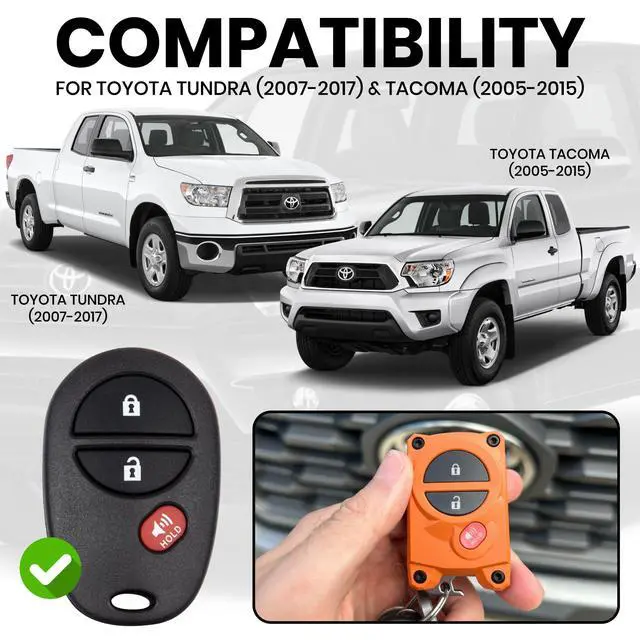 Alt view image 3 of 7 - for Toyota Key Fob Cover with Built-in Bottle Opener - Rugged Protective Shell for Tundra (2007-2017) & Tacoma (2005-2015) - Enhanced Grip & Durability - Key Fob Replacement Shell - Custom Colors