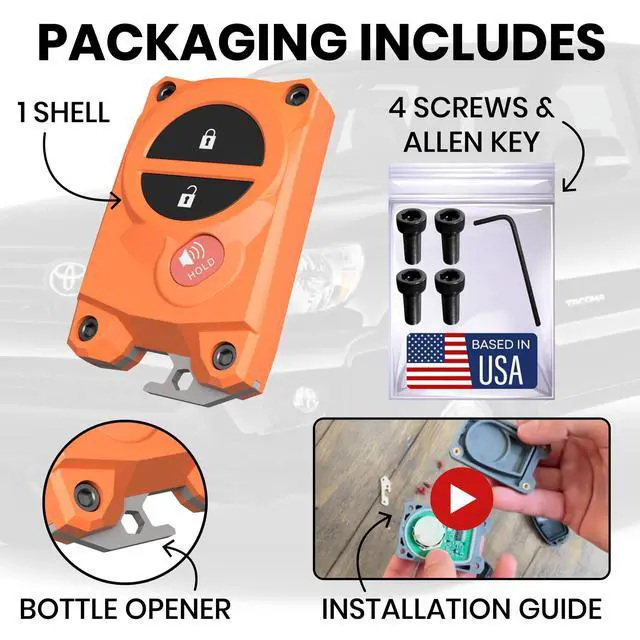 Alt view image 4 of 7 - for Toyota Key Fob Cover with Built-in Bottle Opener - Rugged Protective Shell for Tundra (2007-2017) & Tacoma (2005-2015) - Enhanced Grip & Durability - Key Fob Replacement Shell - Custom Colors