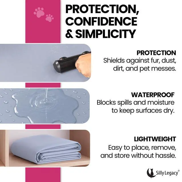 Alt view image 3 of 6 - Thin Reversible Waterproof Protective Cover or Liner for Bed or Couch (Twin Size, 90 x 55 inch), for Dogs and Cats, Babies; Incontinence, Dirt, Drool