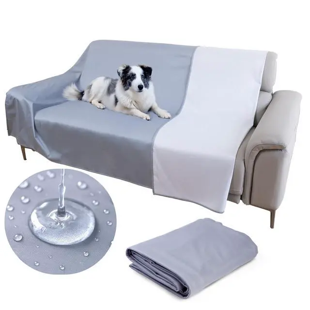 Alt view image 6 of 6 - Thin Reversible Waterproof Protective Cover or Liner for Bed or Couch (Twin Size, 90 x 55 inch), for Dogs and Cats, Babies; Incontinence, Dirt, Drool