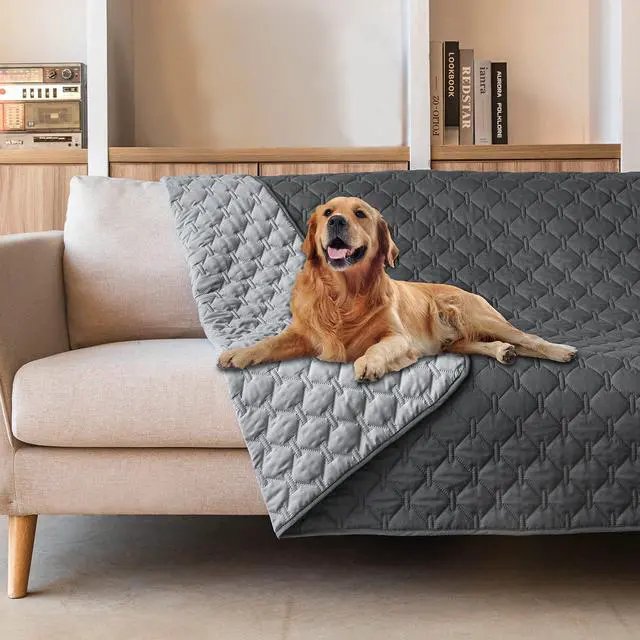 Main image of 100% Double-Sided Waterproof Dog Bed Cover Pet Blanket Sofa Couch Furniture Protector for Puppy Large Dog Cat, Reversible (68x82 Inch (Pack of 1), Dark Grey/Light Grey)