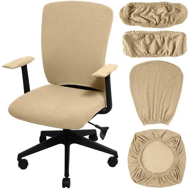 Main image of 4 Pcs Office Chair Covers Stretchable Armrest Seat,XL,Camel