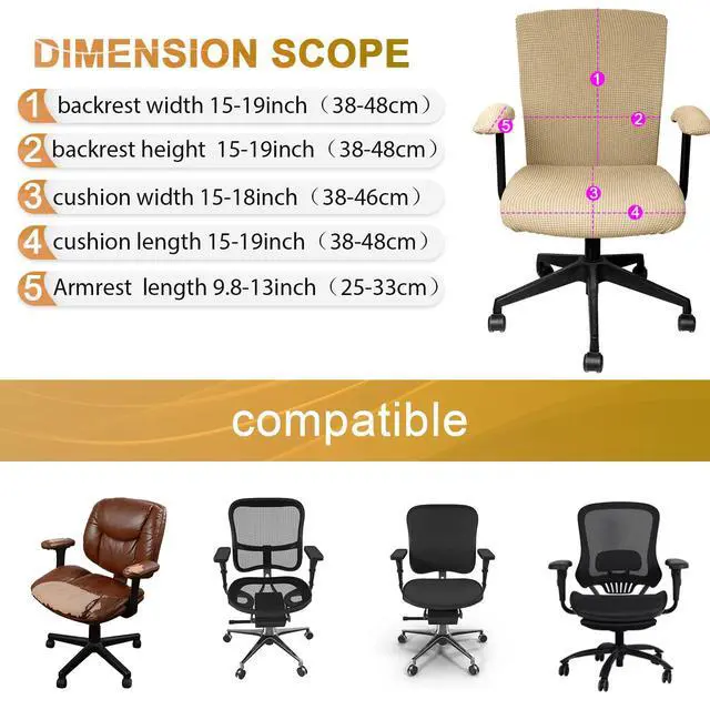 Alt view image 2 of 7 - 4 Pcs Office Chair Covers Stretchable Armrest Seat,XL,Camel