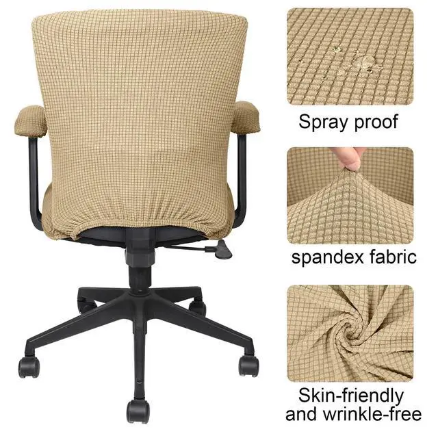 Alt view image 3 of 7 - 4 Pcs Office Chair Covers Stretchable Armrest Seat,XL,Camel