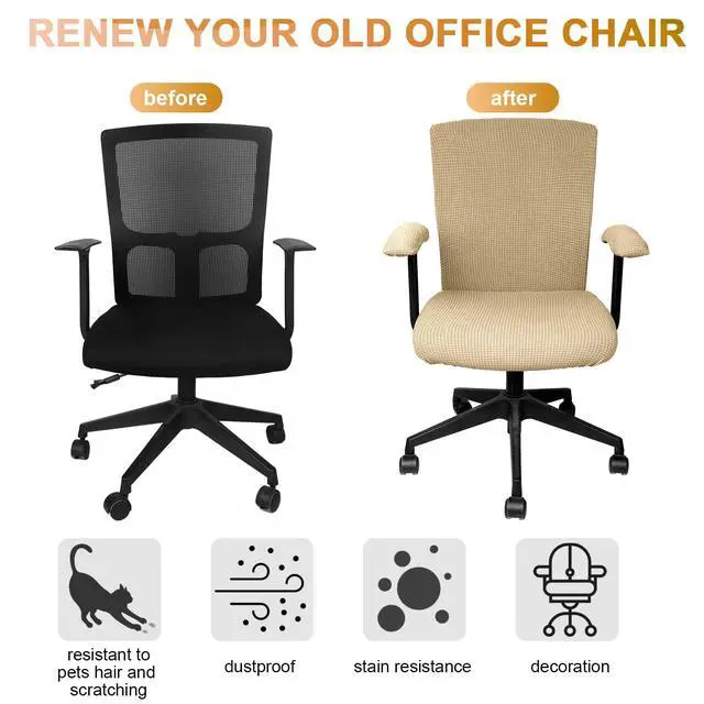 Alt view image 5 of 7 - 4 Pcs Office Chair Covers Stretchable Armrest Seat,XL,Camel