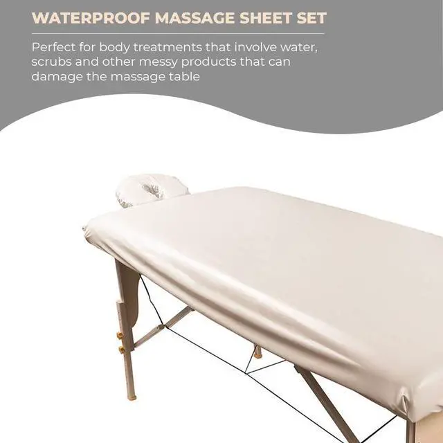 Alt view image 3 of 5 - ForPWaterproof Massage Table Cover, Protective Spa Treatment Sheet Set for Massage Tables, Machine Washable, includes Massage Fitted Sheet and Face Rest Cover, Natural