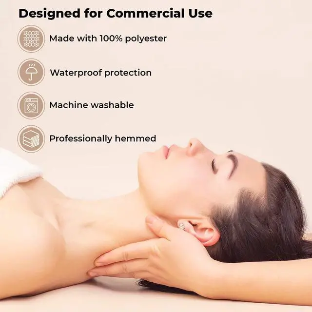 Alt view image 4 of 5 - ForPWaterproof Massage Table Cover, Protective Spa Treatment Sheet Set for Massage Tables, Machine Washable, includes Massage Fitted Sheet and Face Rest Cover, Natural