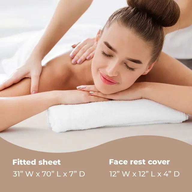 Alt view image 5 of 5 - ForPWaterproof Massage Table Cover, Protective Spa Treatment Sheet Set for Massage Tables, Machine Washable, includes Massage Fitted Sheet and Face Rest Cover, Natural