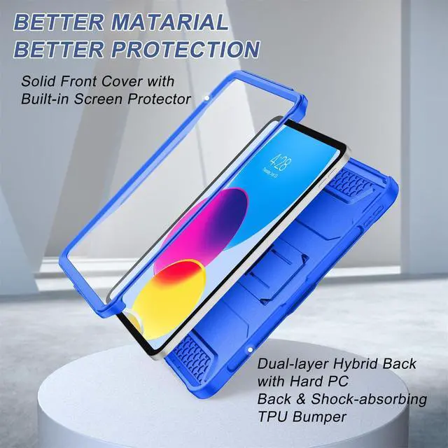Alt view image 5 of 7 - Case for iPad (A16) 11th Generation 11-inch 2025, iPad 10th Generation 10.9-inch 2022, with Built-in Screen Protector and Kickstand, Rugged Full Body Protective Cover - Abyss Blue