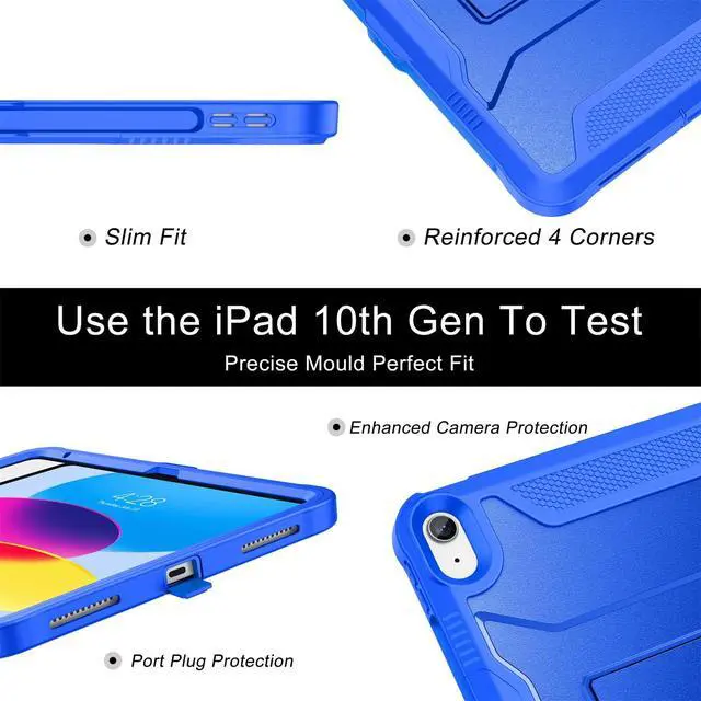 Alt view image 7 of 7 - Case for iPad (A16) 11th Generation 11-inch 2025, iPad 10th Generation 10.9-inch 2022, with Built-in Screen Protector and Kickstand, Rugged Full Body Protective Cover - Abyss Blue