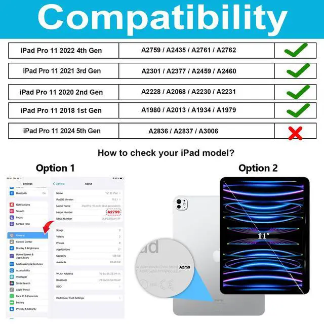 Alt view image 2 of 7 - Case for iPad Pro 11 4th/ 3rd/ 2nd (2022/2021/ 2020/2018)