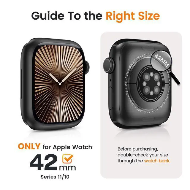 Alt view image 2 of 7 - 3in1 Waterproof Case for Apple Watch Screen Protector 42mm Clear