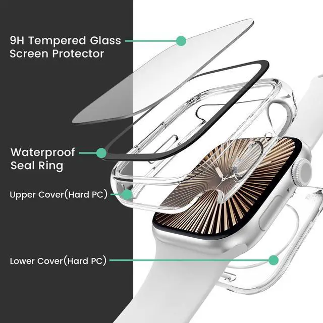 Alt view image 4 of 7 - 3in1 Waterproof Case for Apple Watch Screen Protector 42mm Clear