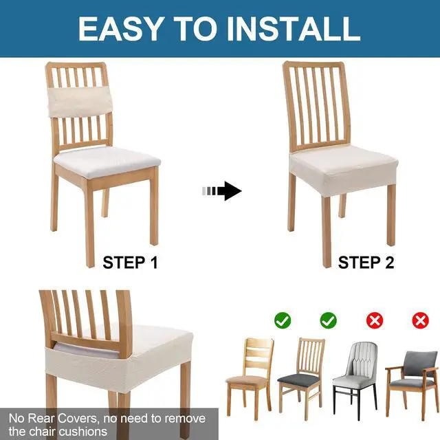 Alt view image 5 of 7 - Waterproof Seat Covers for Dining Room Chairs, No Rear Covers