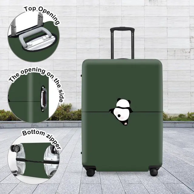 Alt view image 4 of 5 - Adorable Panda Bear Luggage Cover Set, Asian Animal Print Elastic Suitcase Protector, Travel Gear for China Trips, Gifts for Panda Lovers