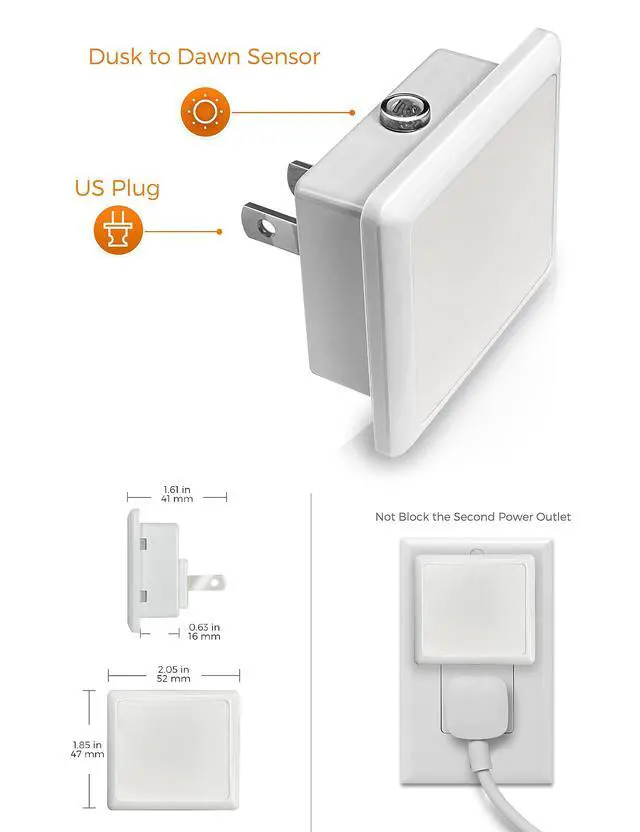 Alt view image 6 of 7 - LED Night Lights Plug into Wall 2-Pack, 0.3W Plug in Night Light