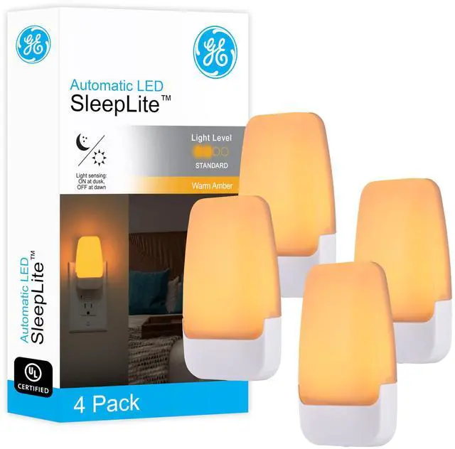 Main image of SleepLite Plug in Night Light with Dusk to Dawn Sensor, 4 Pack