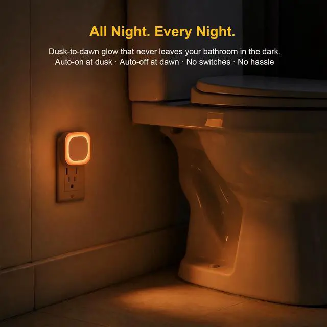 Alt view image 5 of 7 - 2 Pack Amber Night Light Plug into Wall, Eye-Care Glow for Kids