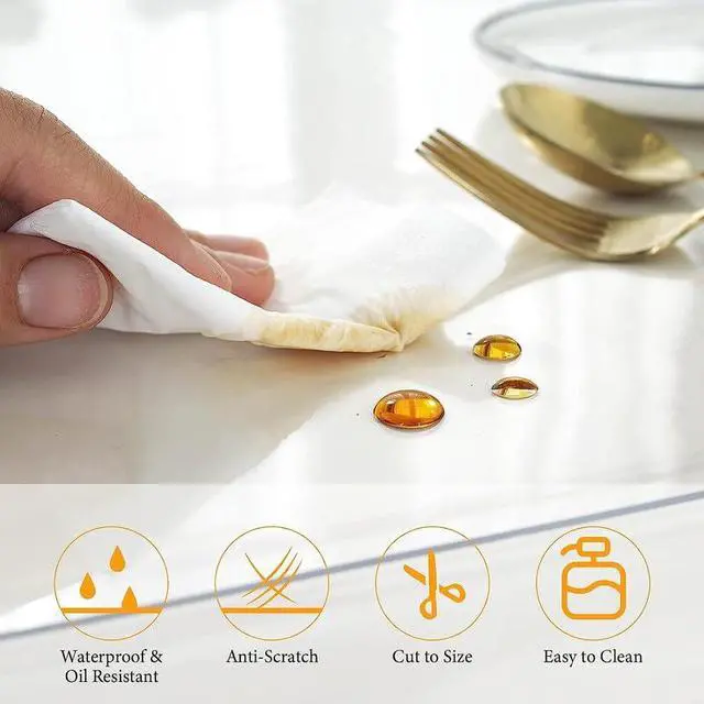 Alt view image 5 of 7 - 2.0mm Clear Desk Cover Protector, 16×36 Inch Clear Desk Cover, Rectangular Vinyl Desk Pad, PVC Plastic Table Cover for Office, Dresser, Night Stand, Computer & Writing Desk Tabletop