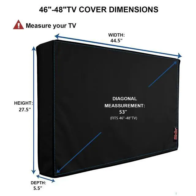 Alt view image 2 of 6 - Outdoor TV Cover 46 to 48 inch Waterproof and Weatherproof, Black