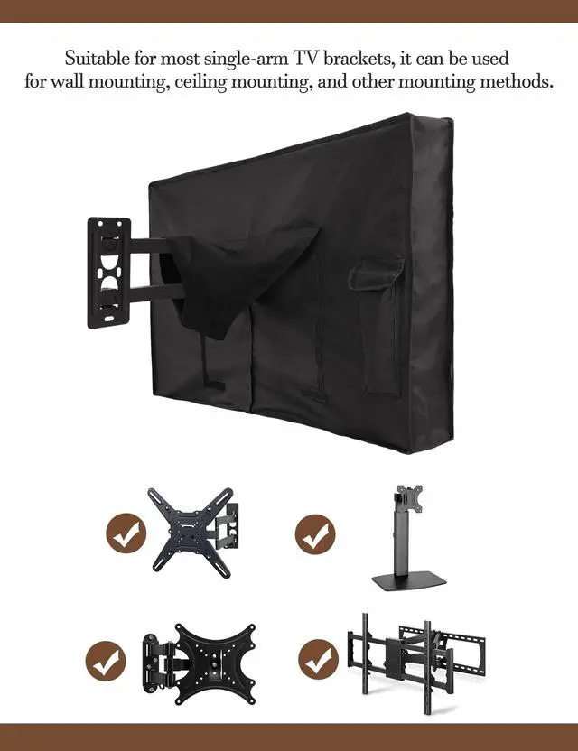 Alt view image 3 of 6 - Outdoor TV Cover 46 to 48 inch Waterproof and Weatherproof, Black