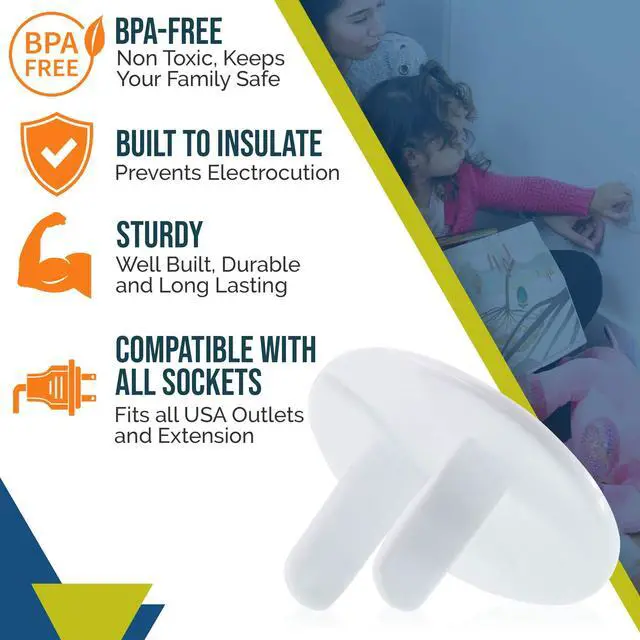Alt view image 5 of 7 - Outlet Covers Proofing (50 Pack) Safe & Secure Electric Plug Protectors | Sturdy Childproof Socket Covers for Home & Office | Easy Installation | Protect Toddlers & Babies | White