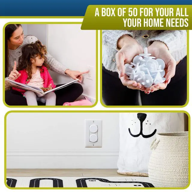 Alt view image 6 of 7 - Outlet Covers Proofing (50 Pack) Safe & Secure Electric Plug Protectors | Sturdy Childproof Socket Covers for Home & Office | Easy Installation | Protect Toddlers & Babies | White