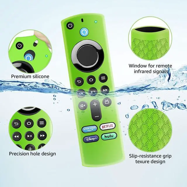 Alt view image 3 of 7 - (2 Pack) Silicone Protective Remote Cover Compatible with TVStick, HD, 3rd Gen, 4K Remote Controls, Anti-Slip Remote Control Case with Lanyard(Glow Green&Glow Purple)