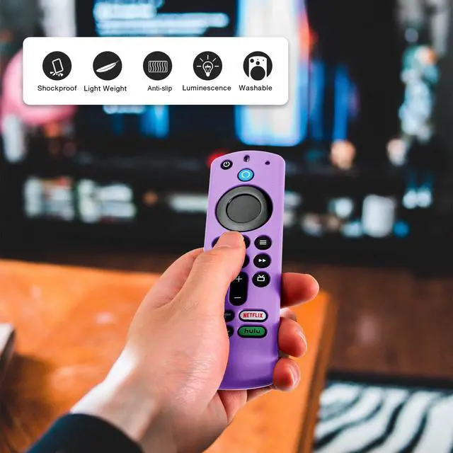 Alt view image 6 of 7 - (2 Pack) Silicone Protective Remote Cover Compatible with TVStick, HD, 3rd Gen, 4K Remote Controls, Anti-Slip Remote Control Case with Lanyard(Glow Green&Glow Purple)