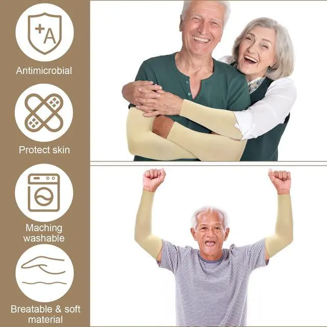 Alt view image 3 of 6 - 8 Pairs Arm Sleeves Thin Skin Protectors,Beige