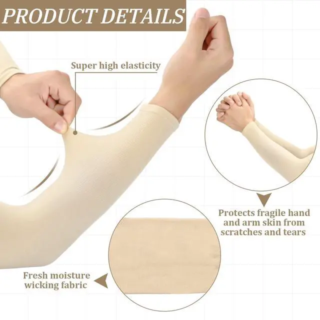 Alt view image 6 of 6 - 8 Pairs Arm Sleeves Thin Skin Protectors,Beige