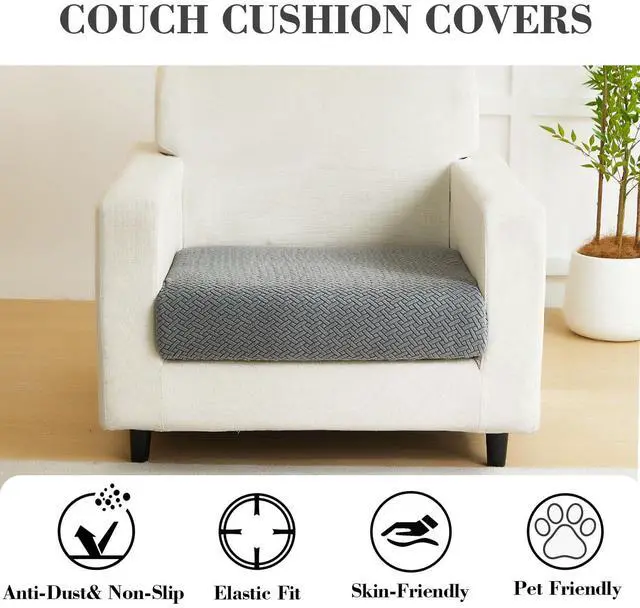 Alt view image 3 of 7 - Couch Cushion Covers Sofa Covers Couch Covers for Sofa Pet Friendly Universal Sofa Covers Washable Stretch Slipcovers for Sectional Sofa (Texture Gray,Large Single Seat Cover)