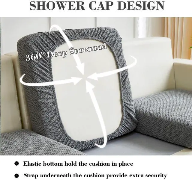 Alt view image 4 of 7 - Couch Cushion Covers Sofa Covers Couch Covers for Sofa Pet Friendly Universal Sofa Covers Washable Stretch Slipcovers for Sectional Sofa (Texture Gray,Large Single Seat Cover)