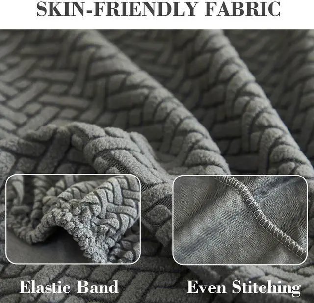 Alt view image 6 of 7 - Couch Cushion Covers Sofa Covers Couch Covers for Sofa Pet Friendly Universal Sofa Covers Washable Stretch Slipcovers for Sectional Sofa (Texture Gray,Large Single Seat Cover)