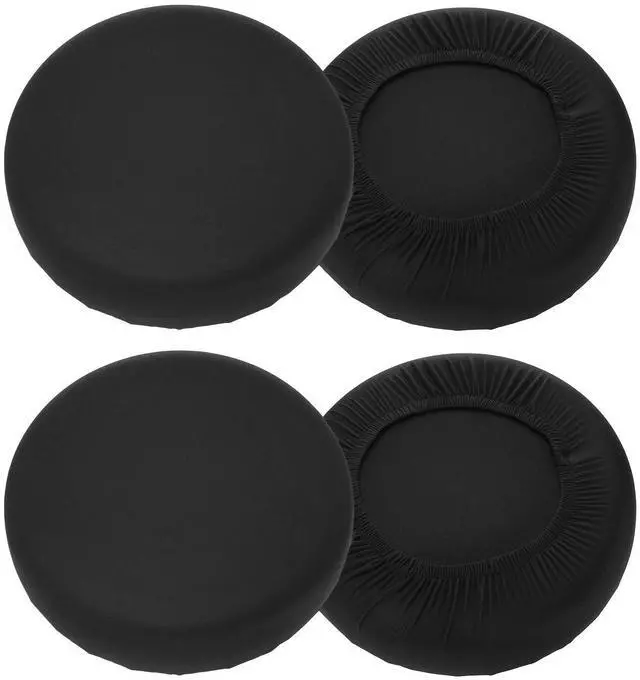 Main image of 4 Pack Stool Covers Round, 16-18 Inch Bar Stool Covers Washable Dustproof Slipcover Seat Cushion with Elastic No Sponge Pad for Bar Kitchen Living Room Decor, Black