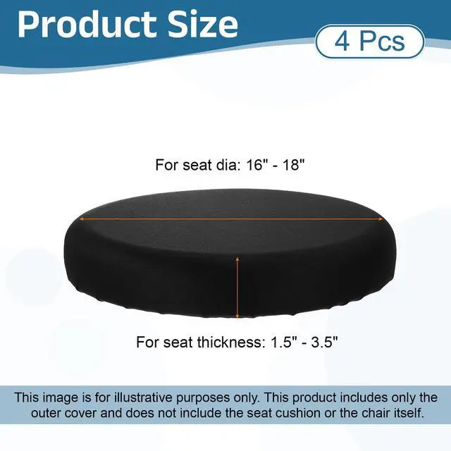 Alt view image 2 of 7 - 4 Pack Stool Covers Round, 16-18 Inch Bar Stool Covers Washable Dustproof Slipcover Seat Cushion with Elastic No Sponge Pad for Bar Kitchen Living Room Decor, Black