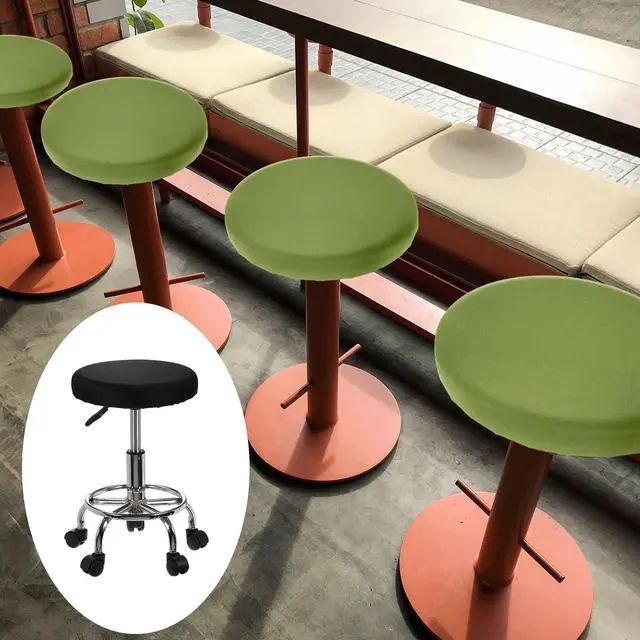Alt view image 6 of 7 - 4 Pack Stool Covers Round, 16-18 Inch Bar Stool Covers Washable Dustproof Slipcover Seat Cushion with Elastic No Sponge Pad for Bar Kitchen Living Room Decor, Black