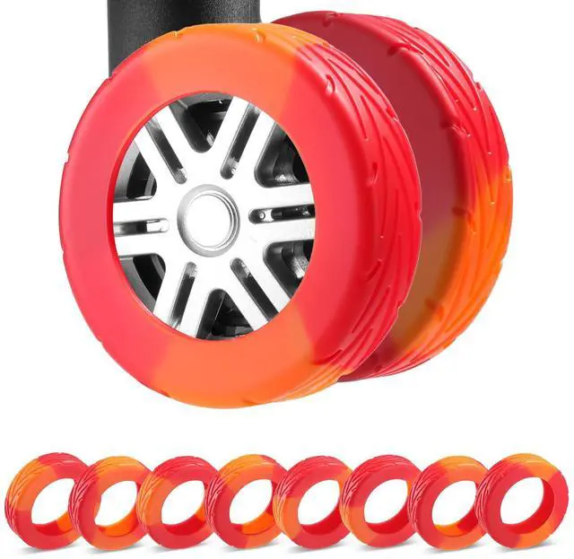Main image of 8Pcs Upgrade Luggage Wheel Covers,Travel Accessories (Bright Red/Orange)