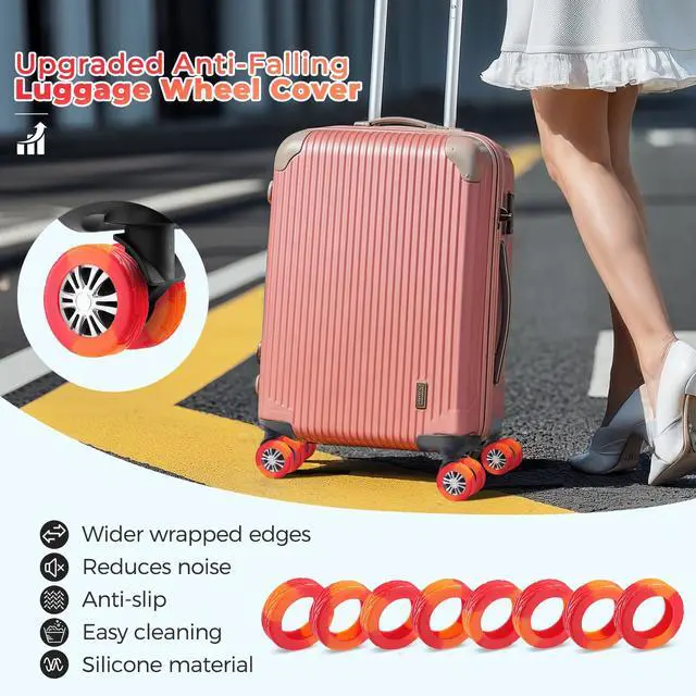 Alt view image 2 of 6 - 8Pcs Upgrade Luggage Wheel Covers,Travel Accessories (Bright Red/Orange)